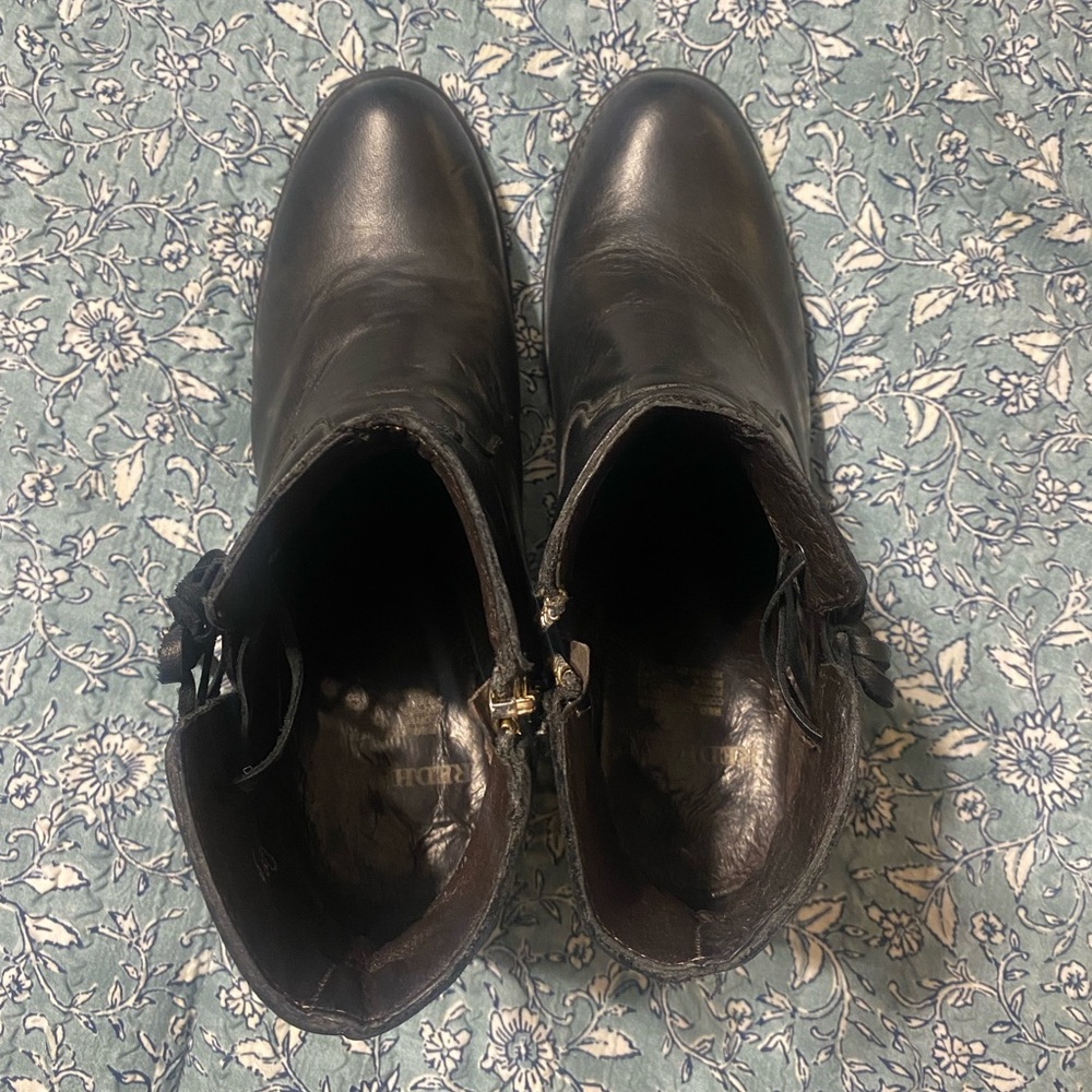 Black leather bootie with side lace accents. Ladies size 9. - Picture 10 of 15
